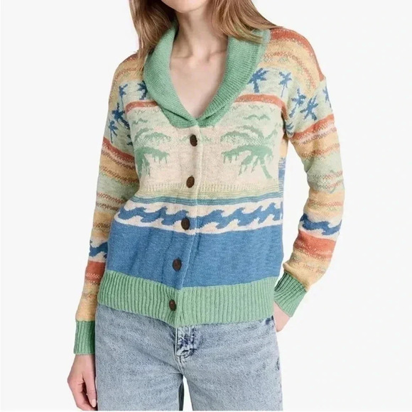 Faherty Women's Palm Isle Cardigan - Teal,‎ Medium - Teal / M 🌴 - Picture 2 of 6